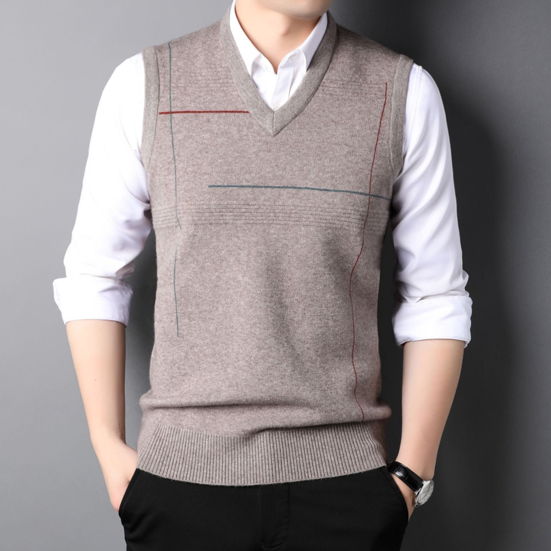 Autumn New Men's Fashion Casual V-Neck Knitted Vest